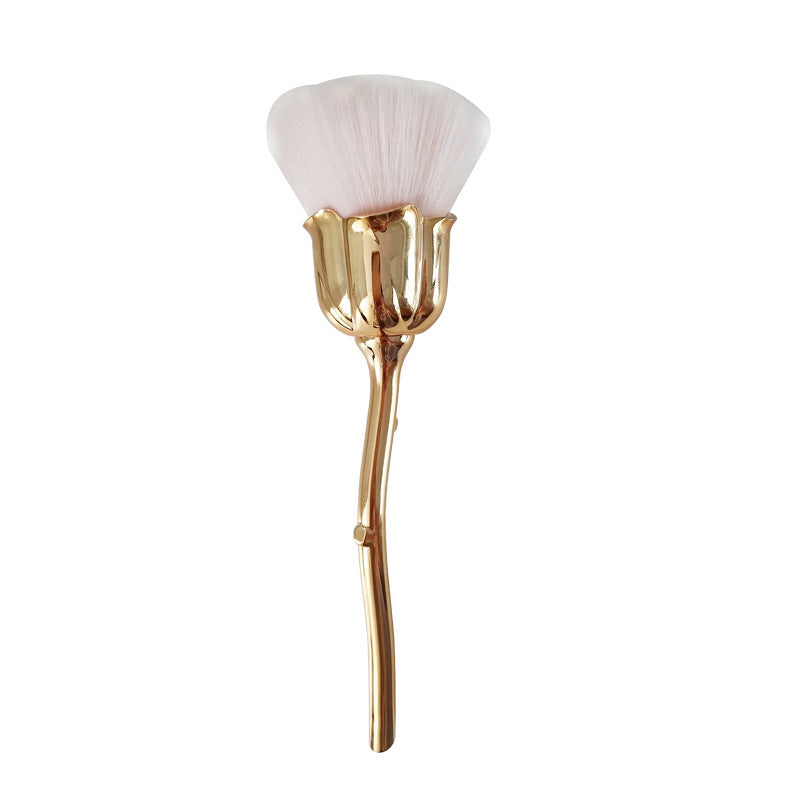 JMT-037450 Single Rose Flower Makeup Brush with Portable Plastic Handle and Man-Made Fibers