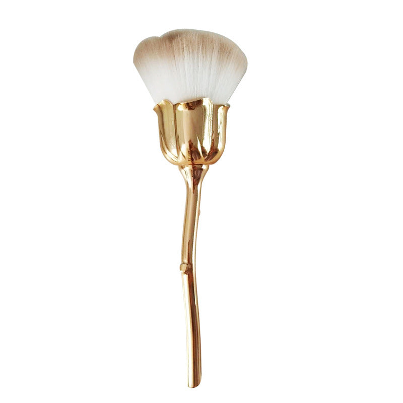 JMT-037450 Single Rose Flower Makeup Brush with Portable Plastic Handle and Man-Made Fibers