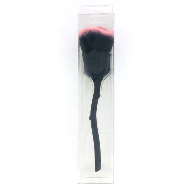 JMT-037450 Single Rose Flower Makeup Brush with Portable Plastic Handle and Man-Made Fibers