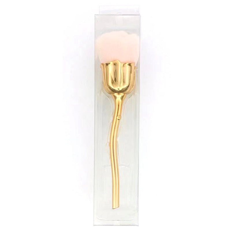 JMT-037450 Single Rose Flower Makeup Brush with Portable Plastic Handle and Man-Made Fibers