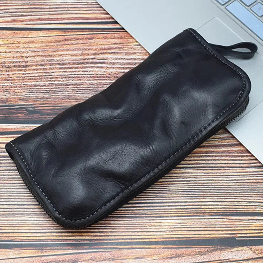 JMT-037834 Vintage Handcrafted Leather Wallet with Multi-functional Money Clip and Large Capacity in Coffee, Black, and Brown