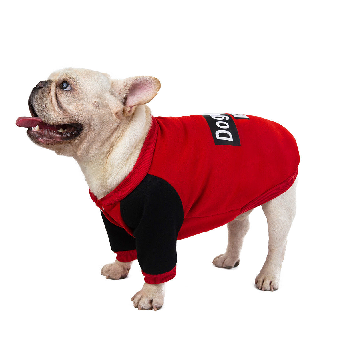 JMT-038090 Cozy Fleece Sweater for Bulldogs and Puppies - Autumn & Winter Wear in Red and Gray