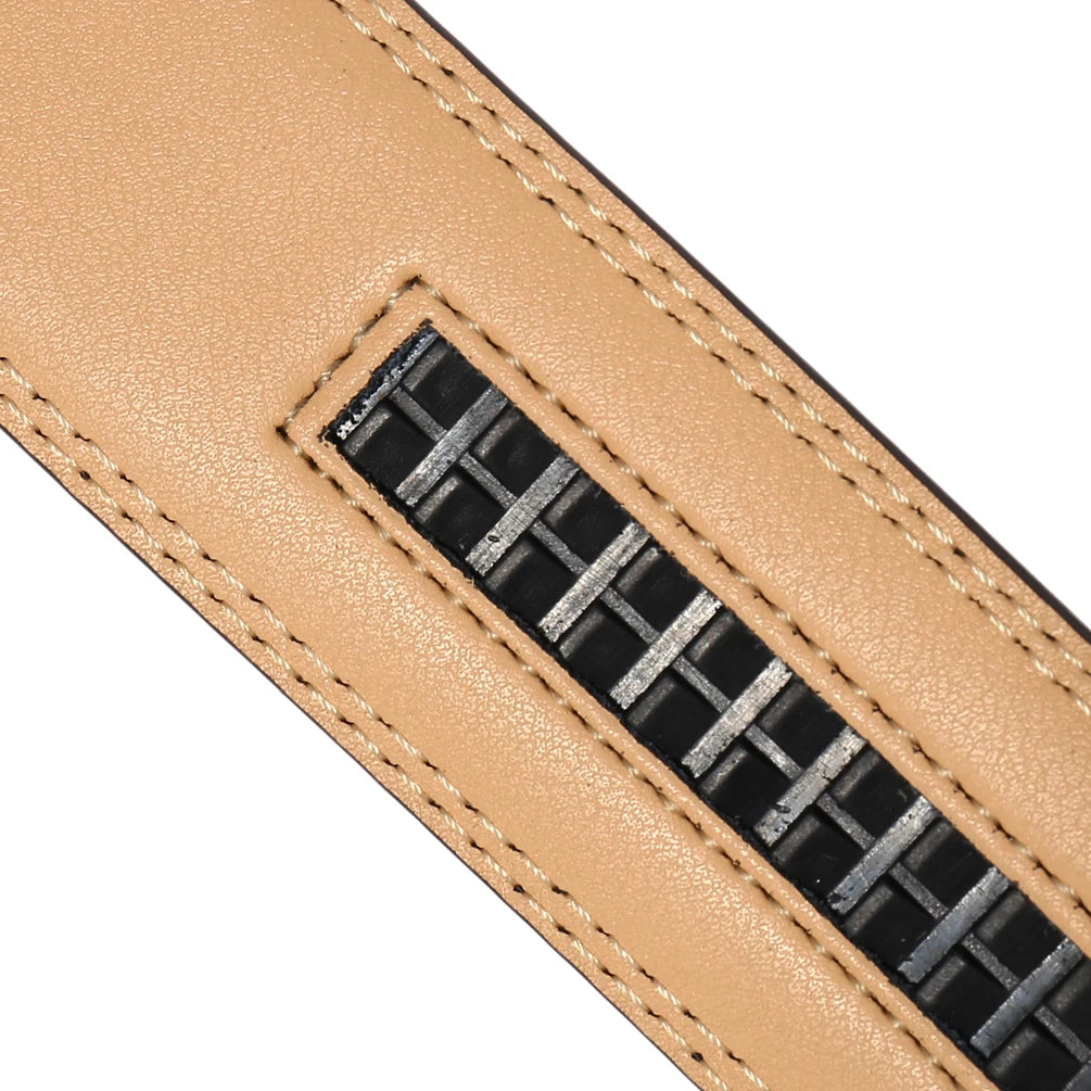 JMT-038218 Men's 3.5CM Automatic Buckle Belt - Genuine 138 Grain Cowhide Leather, Model LY35-3380