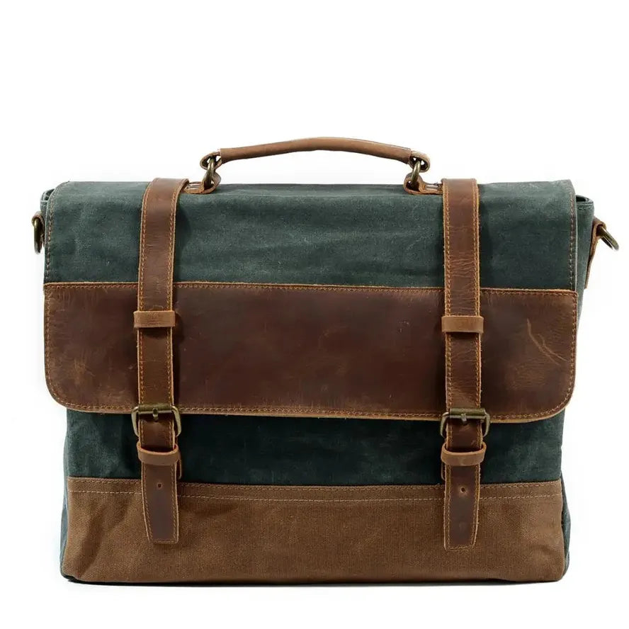 JMT-038218 Waterproof Oil Wax Canvas and Leather Messenger Bag - Retro One-Shoulder Briefcase