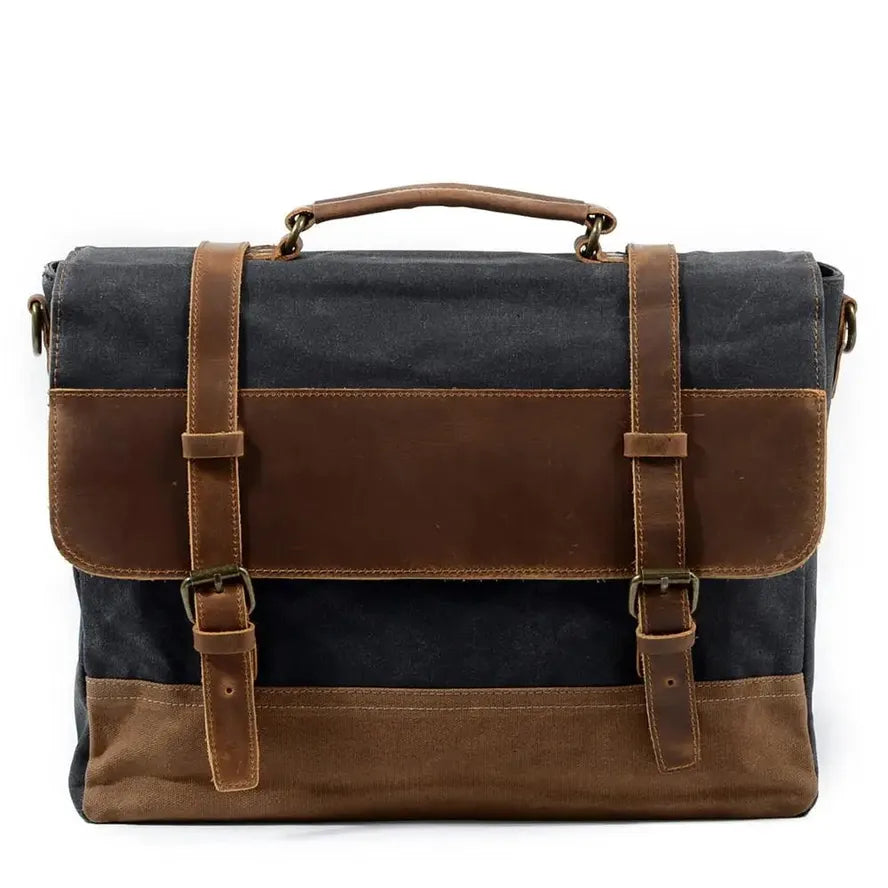 JMT-038218 Waterproof Oil Wax Canvas and Leather Messenger Bag - Retro One-Shoulder Briefcase