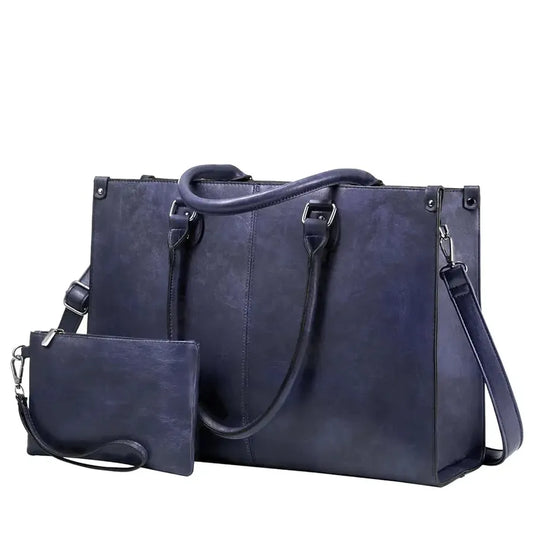 JMT-038282 Stylish Vintage Leather Laptop Tote Bag for Women - Spacious Business Handbag