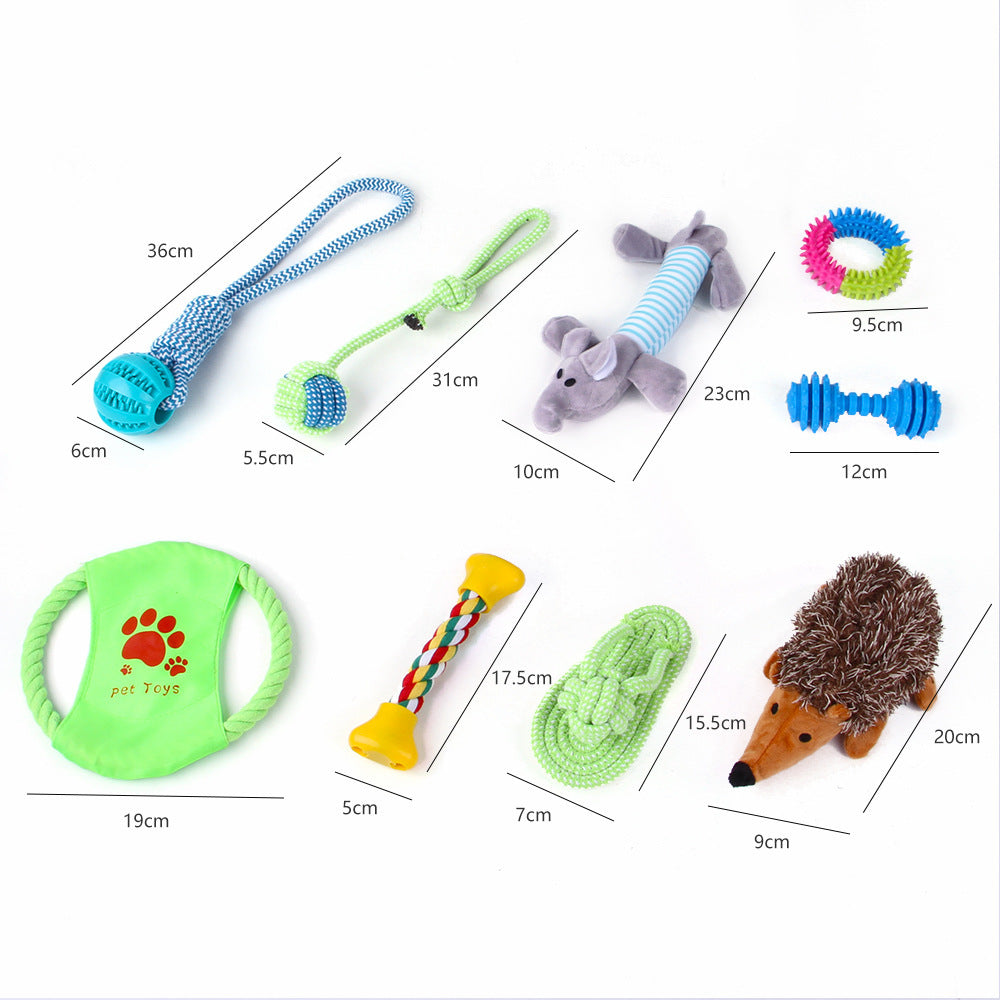 JMT-038602 Pet Dog Teeth Cleaning Plush and Cotton Rope Toy Set for Dental Health
