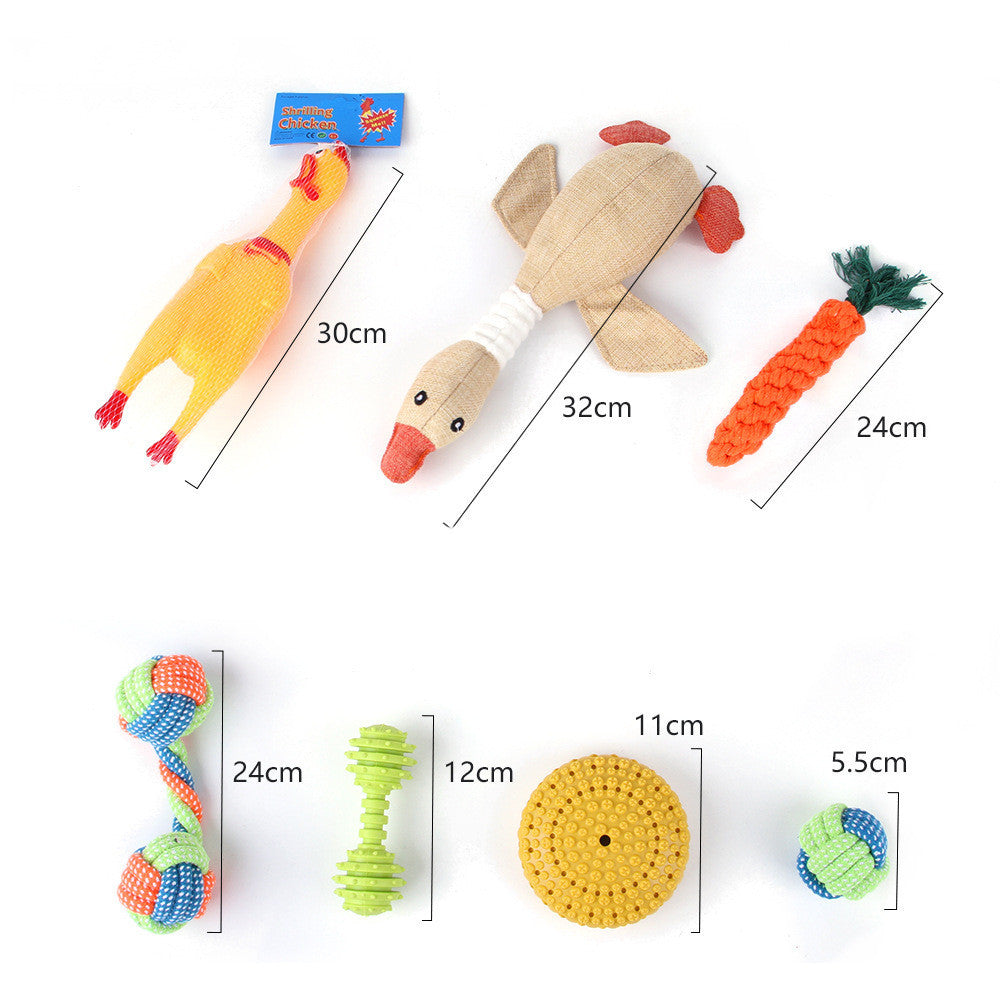 JMT-038602 Pet Dog Teeth Cleaning Plush and Cotton Rope Toy Set for Dental Health