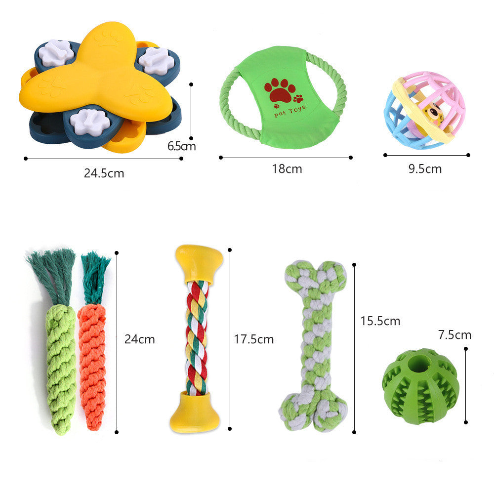 JMT-038602 Pet Dog Teeth Cleaning Plush and Cotton Rope Toy Set for Dental Health