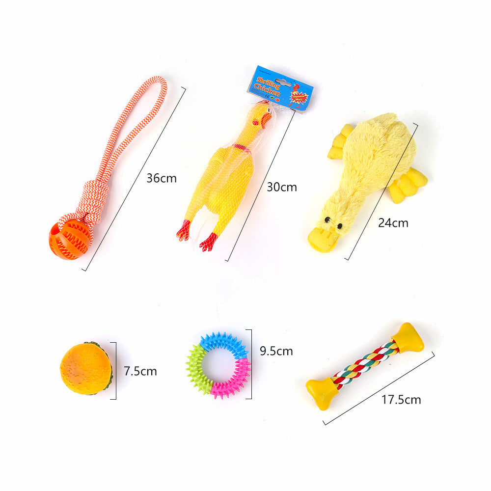 JMT-038602 Pet Dog Teeth Cleaning Plush and Cotton Rope Toy Set for Dental Health