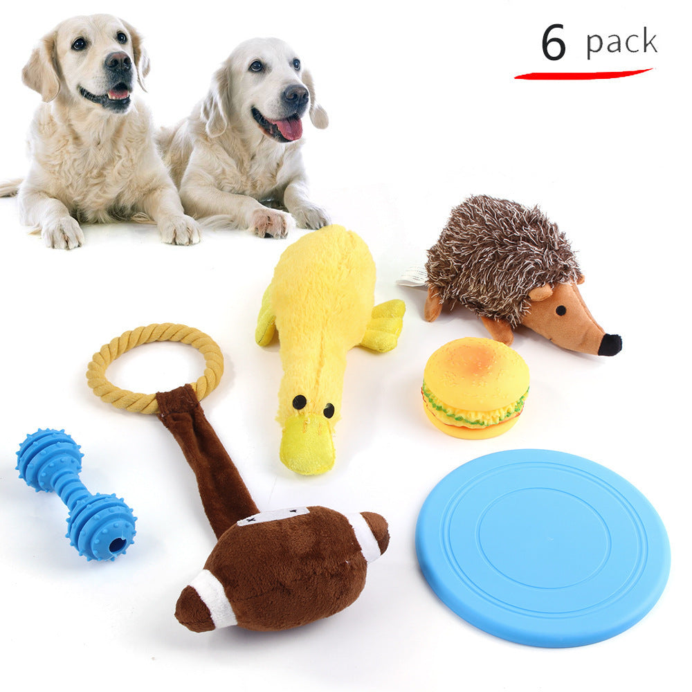 JMT-038602 Pet Dog Teeth Cleaning Plush and Cotton Rope Toy Set for Dental Health