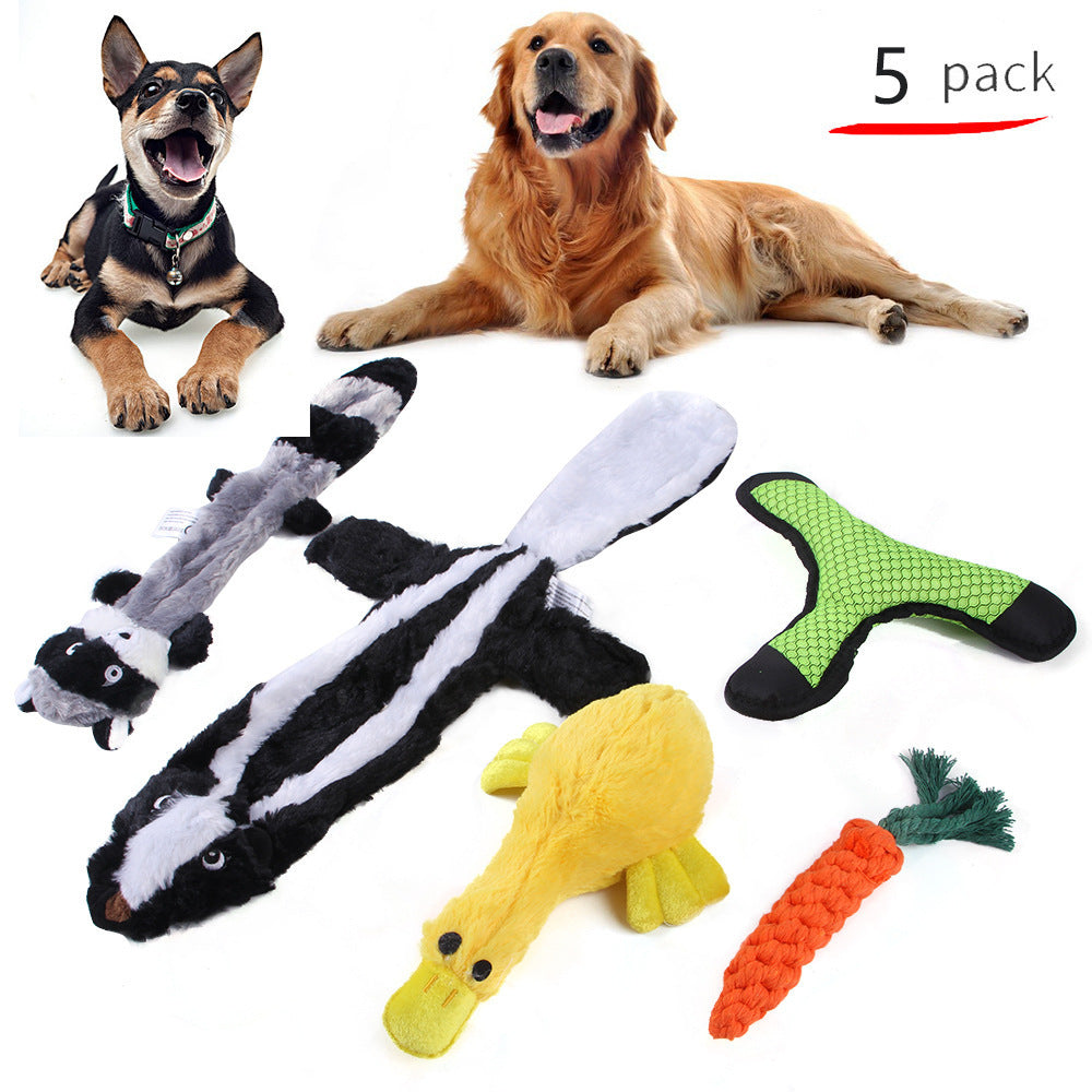 JMT-038602 Pet Dog Teeth Cleaning Plush and Cotton Rope Toy Set for Dental Health