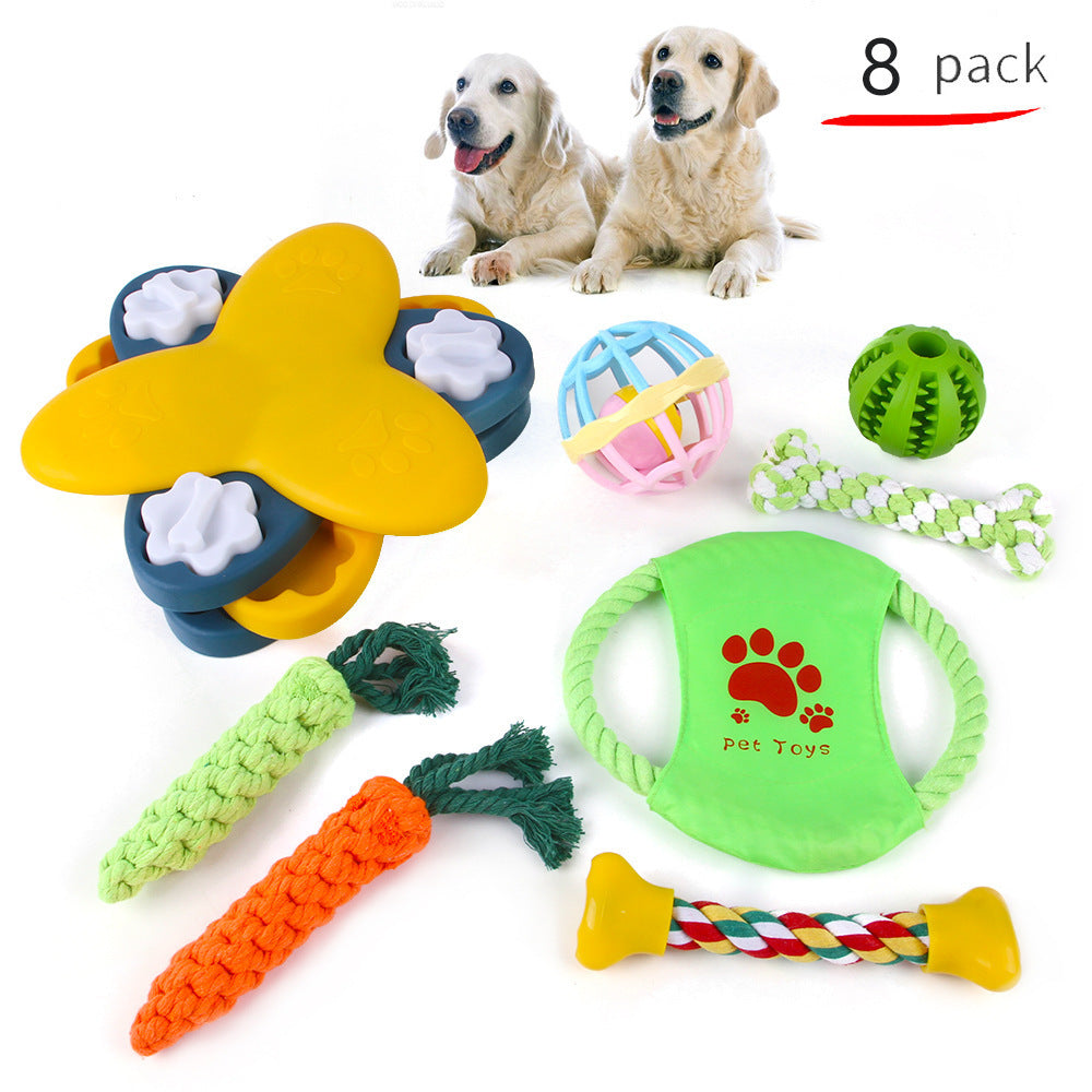 JMT-038602 Pet Dog Teeth Cleaning Plush and Cotton Rope Toy Set for Dental Health