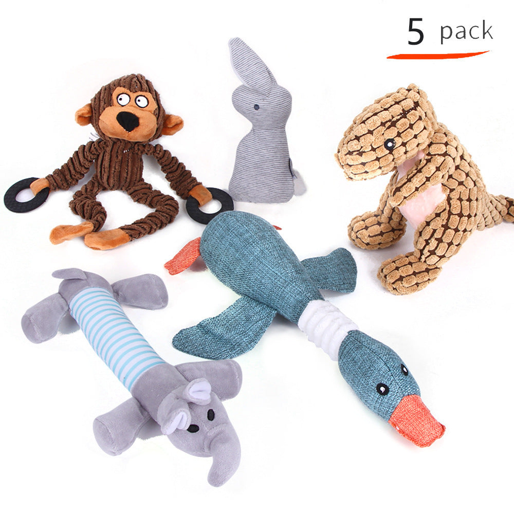JMT-038602 Pet Dog Teeth Cleaning Plush and Cotton Rope Toy Set for Dental Health