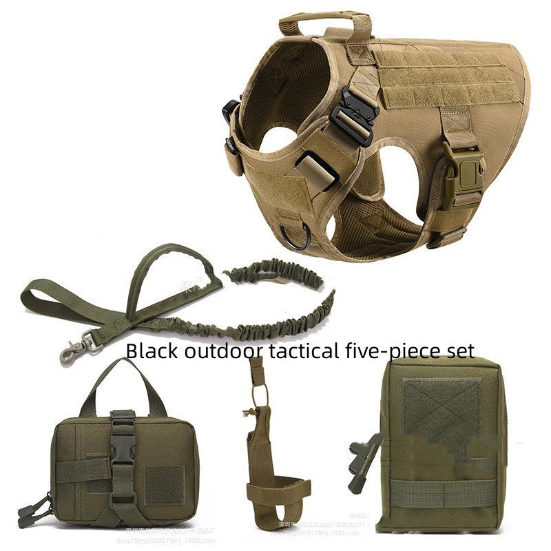 JMT-038794 Tactical Dog Harness with Leash Set for All Breeds - Camouflage Design, Adjustable Sizes S-XL, Durable Material