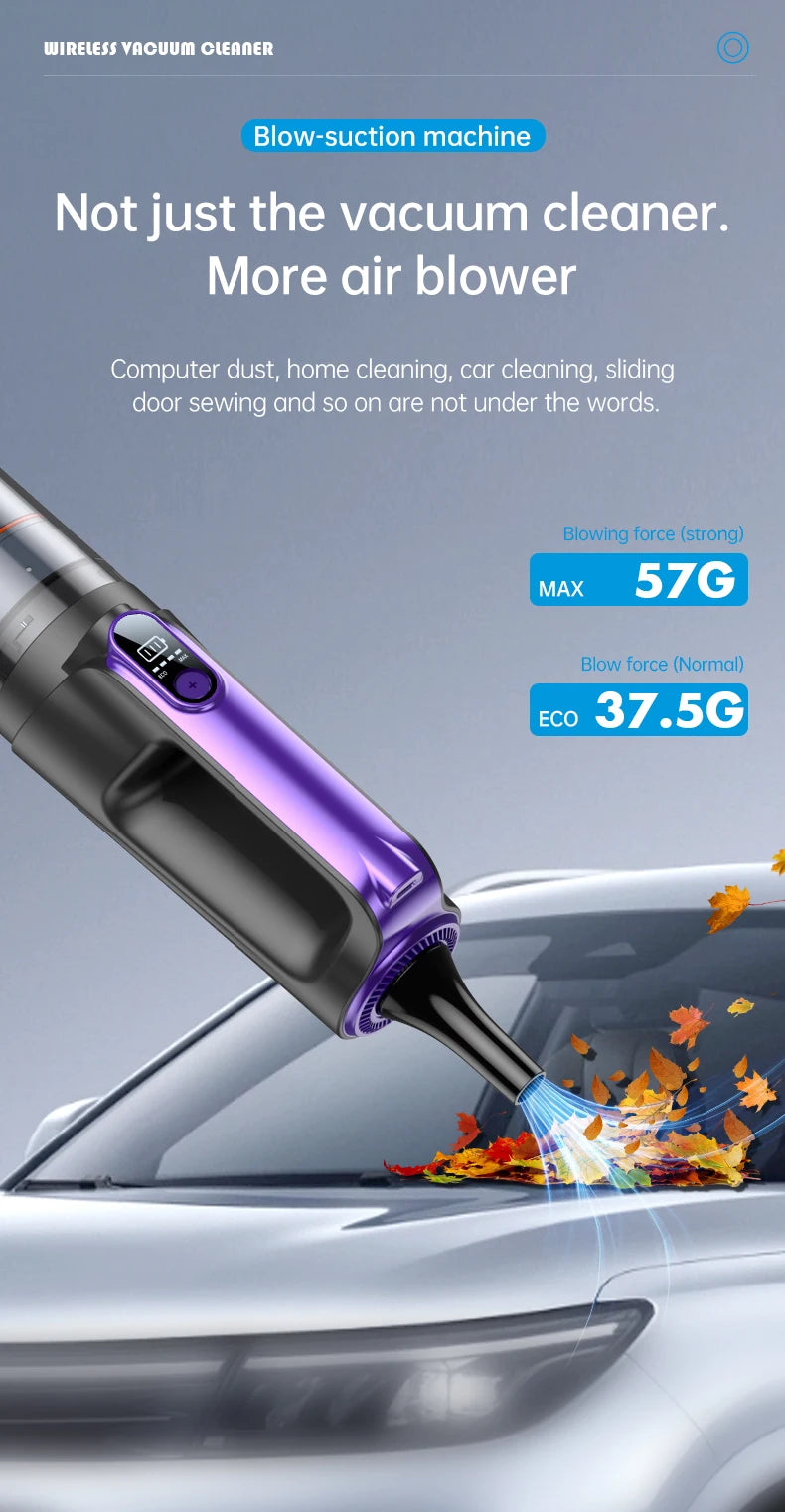 JMT-038922 High-Power Wireless Car Vacuum Cleaner with Digital Display and Tornado Cyclone Technology for Home and Automobile Use