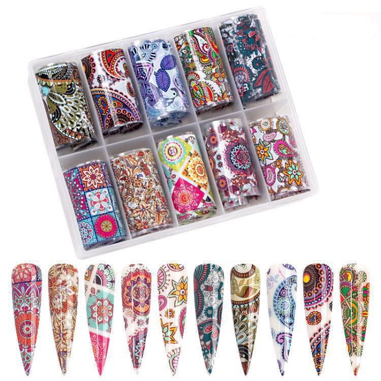 JMT-038922 Translucent Floral Nail Stickers - 10-Pack Starry Paper Ornaments for Nail Art