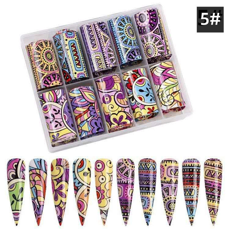 JMT-038922 Translucent Floral Nail Stickers - 10-Pack Starry Paper Ornaments for Nail Art