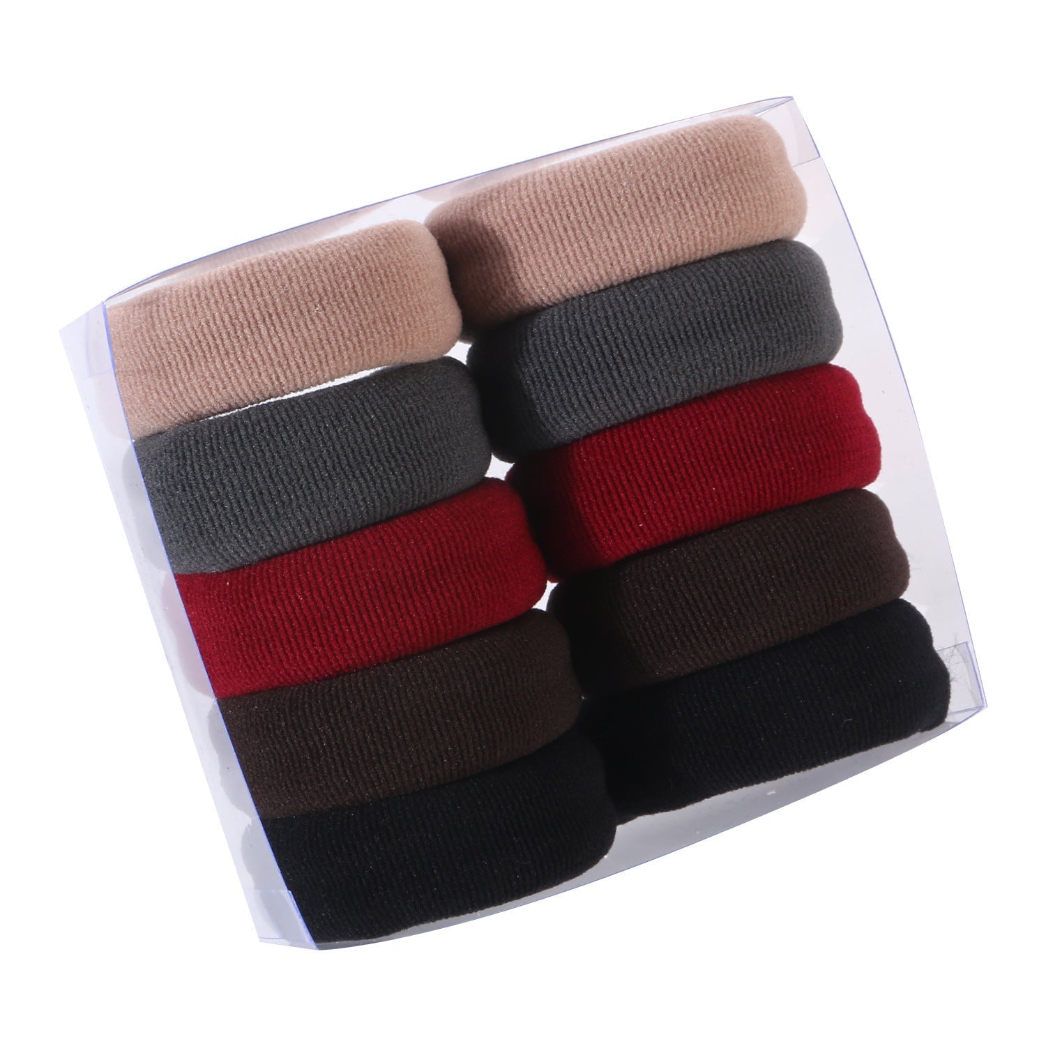 JMT-038986 Thickened Geometric Cloth Hair Loops - 10 Pack Set in Black and Color Options