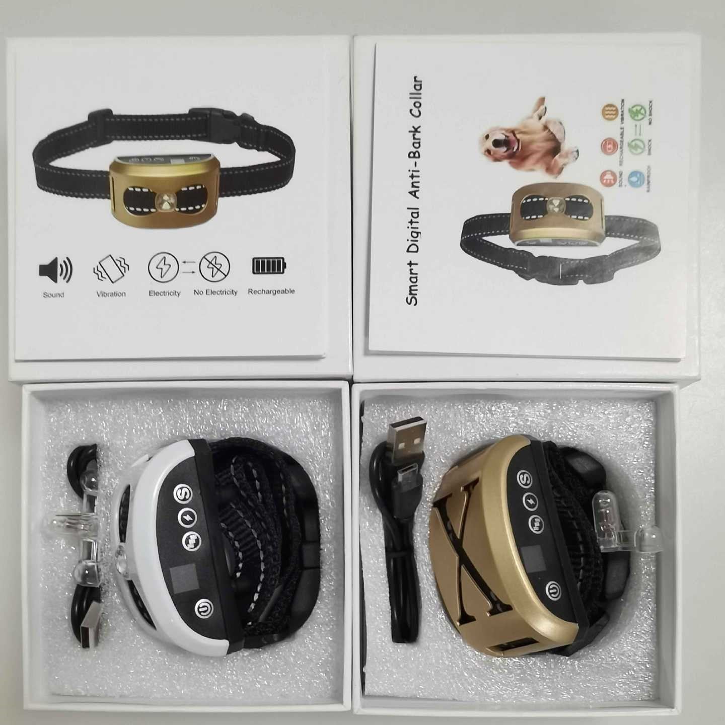 JMT-039114 Bark Control Electric Shock and Vibration Collar for Dogs - X and O Shape Design