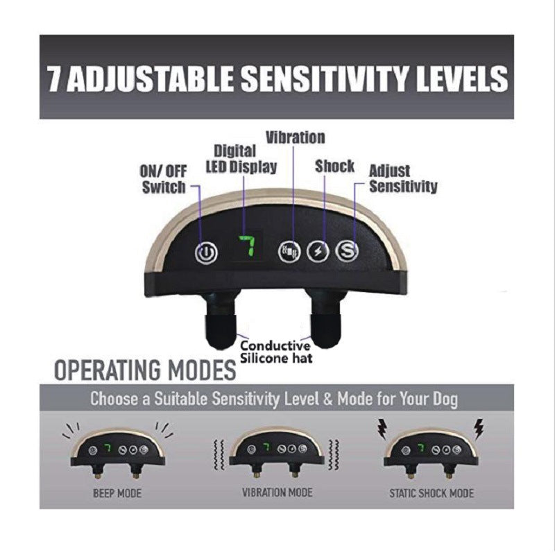 JMT-039114 Bark Control Electric Shock and Vibration Collar for Dogs - X and O Shape Design