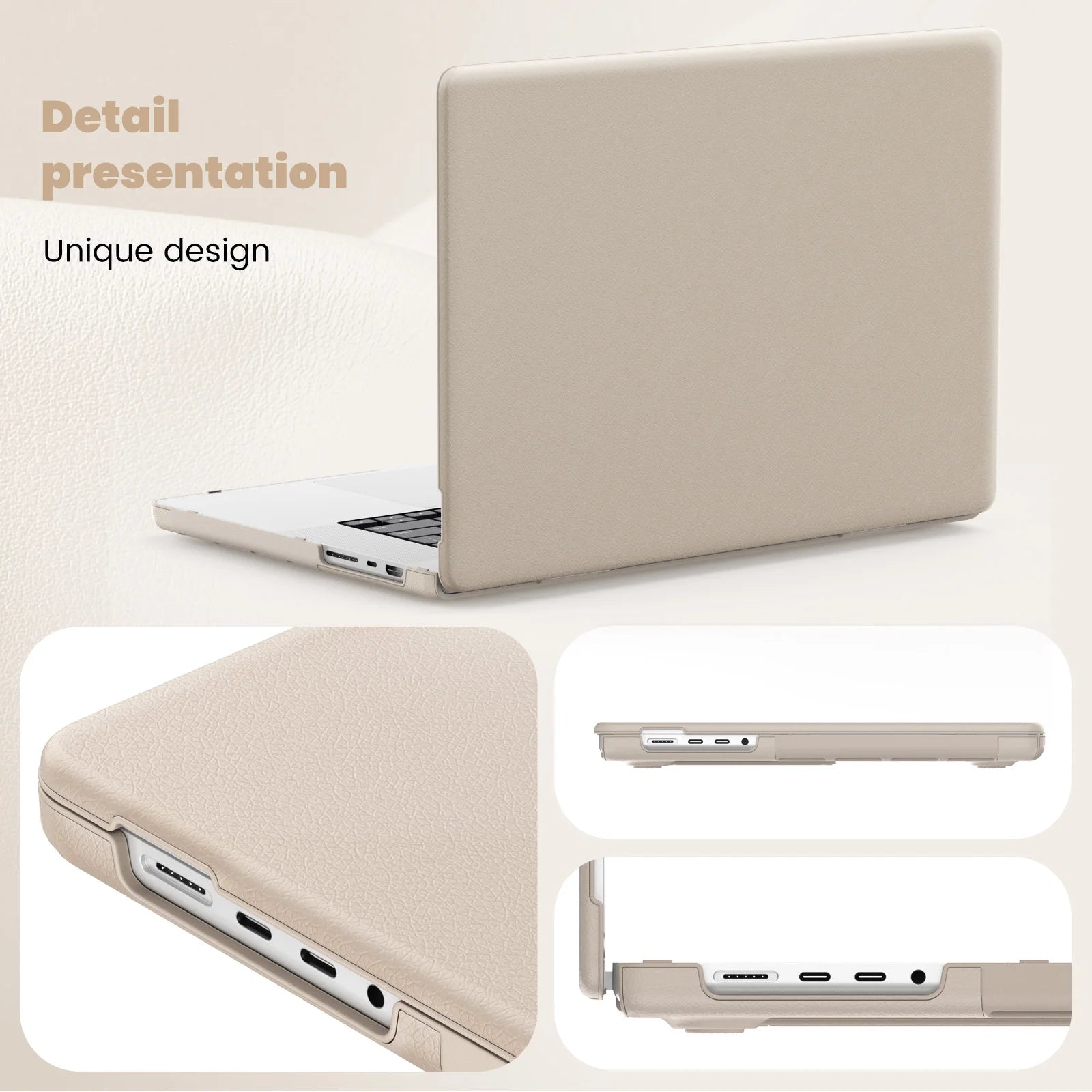 JMT-039434 Black, Gray, Pink, Gold PU Laptop Kickstand Cover for MacBook Air 13 (2018/2020) Model A2337 M1, A2179, A1932