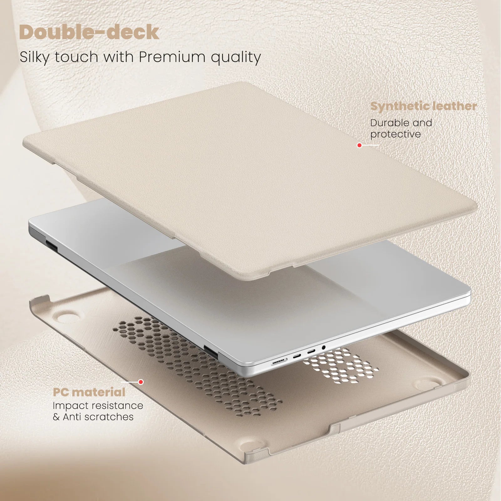 JMT-039434 Black, Gray, Pink, Gold PU Laptop Kickstand Cover for MacBook Air 13 (2018/2020) Model A2337 M1, A2179, A1932