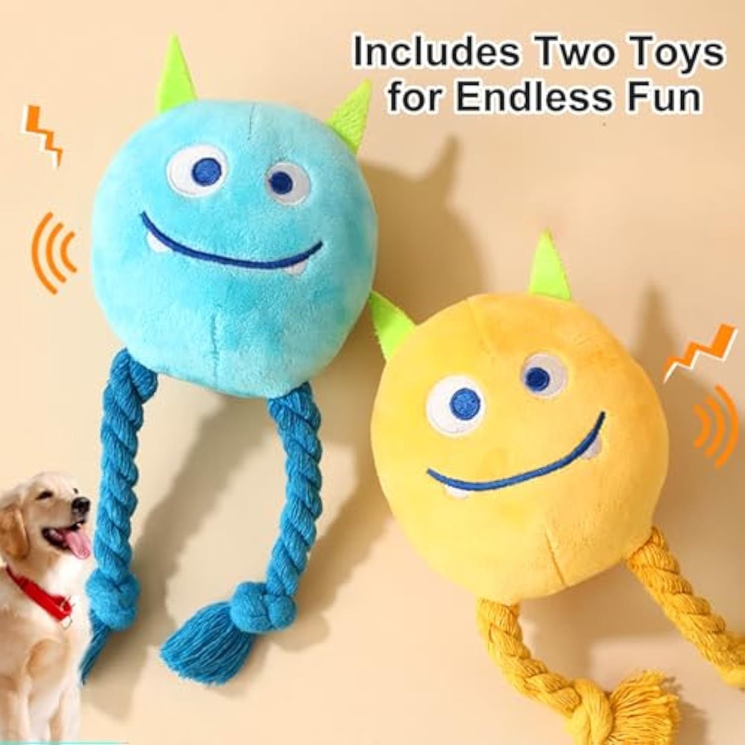 JMT-039434 Squeaky Rope Plush Dog Toys for Small and Medium Breeds, Ideal for Keeping Puppies Busy