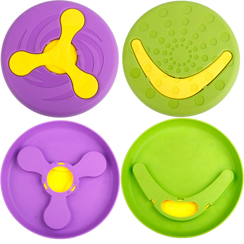JMT-039754 Durable Bite-Resistant UFO Toy for Effective Pet Training - 23.5cm Diameter, Purple and Green