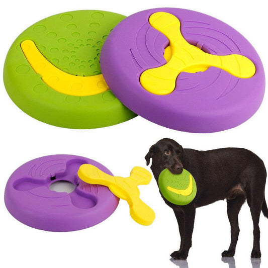JMT-039754 Durable Bite-Resistant UFO Toy for Effective Pet Training - 23.5cm Diameter, Purple and Green