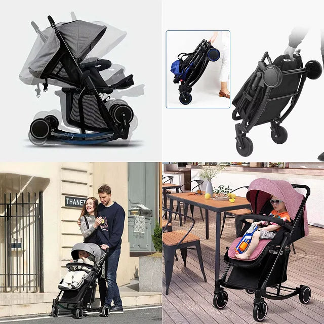JMT-039754 Lightweight One-Hand Quick Fold Travel System Stroller with Self-Standing Feature for Newborns