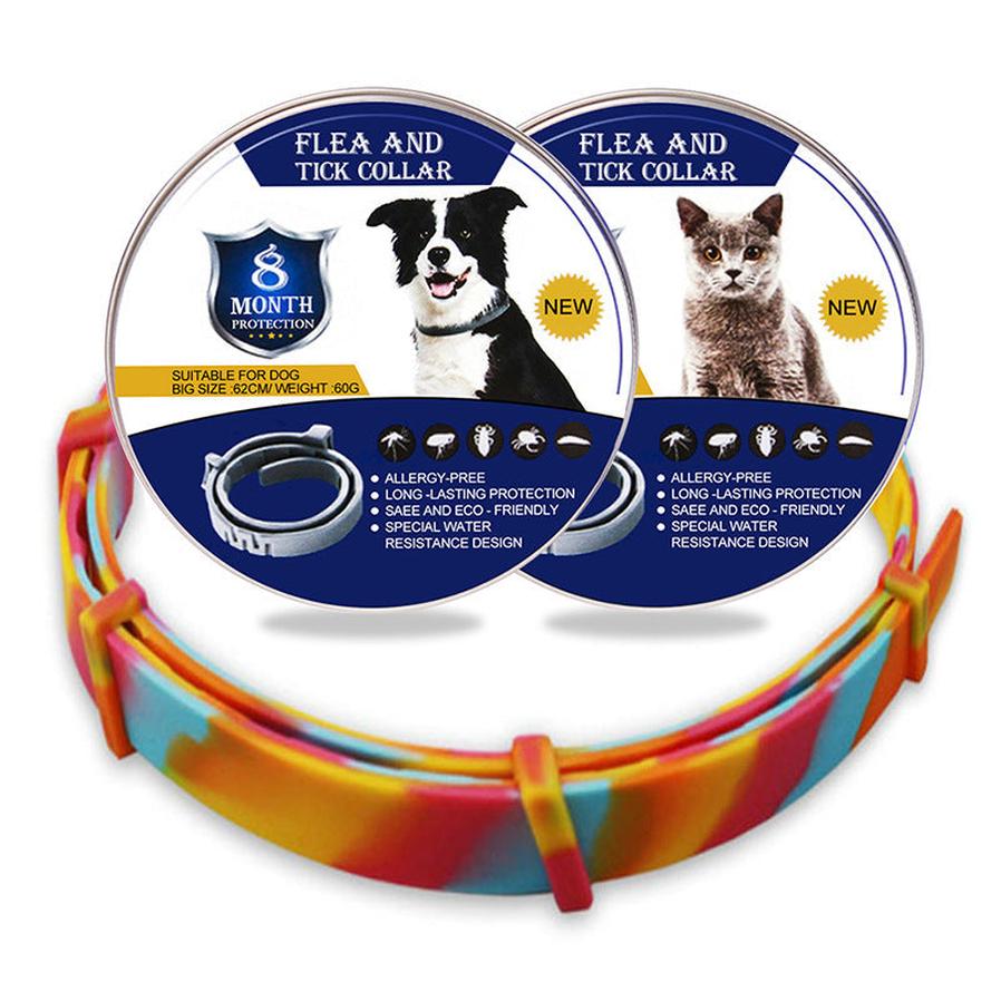 JMT-040266 Flea and Lice Repellent Collar for Cats and Dogs - Adjustable Rainbow Design