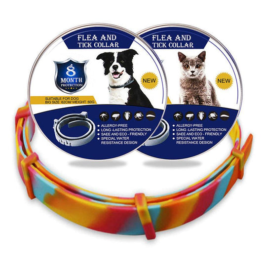 JMT-040266 Flea and Lice Repellent Collar for Cats and Dogs - Adjustable Rainbow Design
