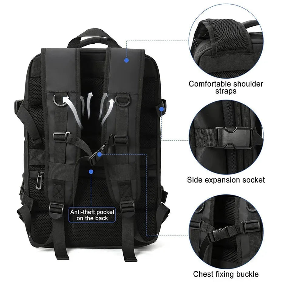 JMT-040586 Versatile Large Capacity USB Rechargeable Travel Backpack for Laptops