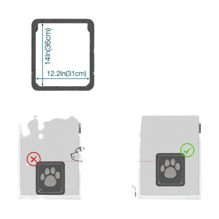 JMT-040778 Lockable Screen Door for Pets - Durable Plastic Flap for Cats and Dogs, Ideal for Windows and Home Use