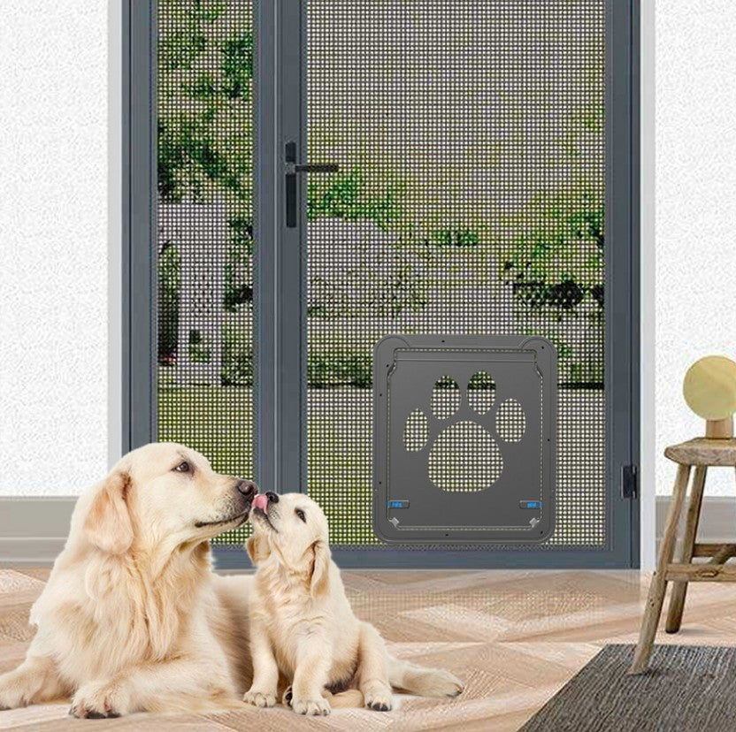 JMT-040778 Lockable Screen Door for Pets - Durable Plastic Flap for Cats and Dogs, Ideal for Windows and Home Use
