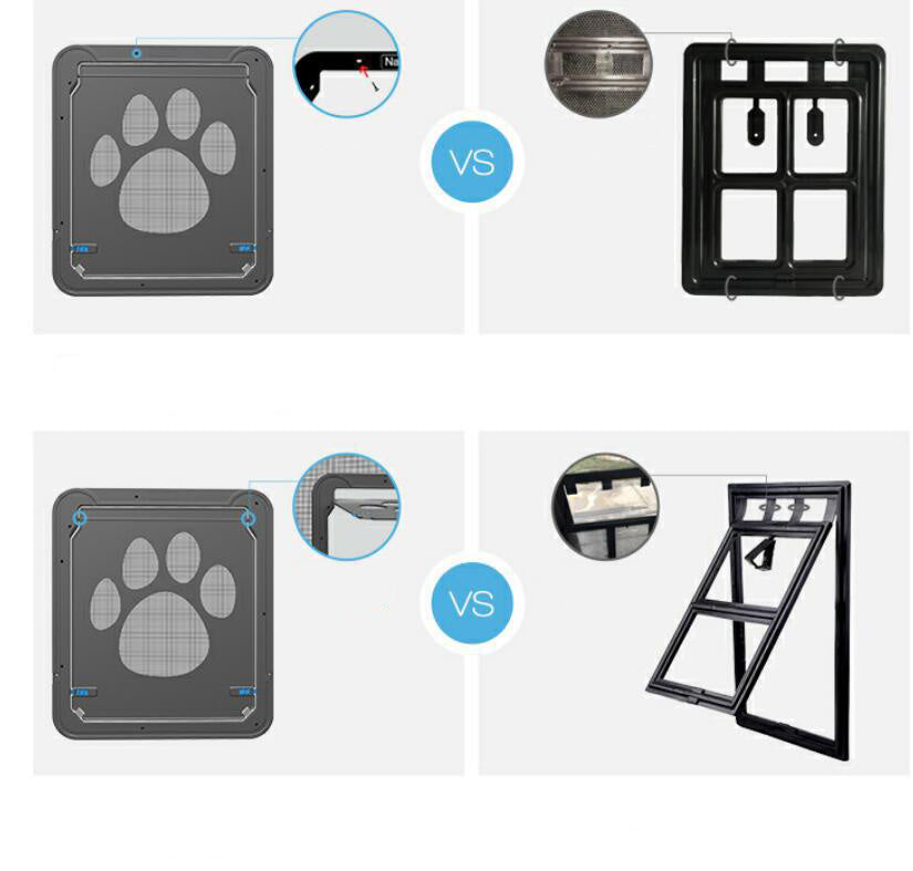 JMT-040778 Lockable Screen Door for Pets - Durable Plastic Flap for Cats and Dogs, Ideal for Windows and Home Use