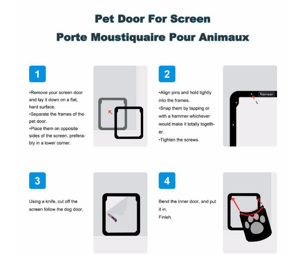 JMT-040778 Lockable Screen Door for Pets - Durable Plastic Flap for Cats and Dogs, Ideal for Windows and Home Use