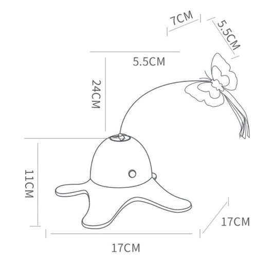 JMT-040906 Interactive 360-Degree Butterfly Cat Toy with Fluorescent Effect, Easy to Use, Battery-Powered, Stable Base Design