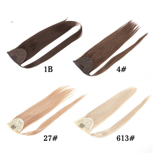 JMT-041290 European and American Real Human Hair Ponytail Wig - Available in Various Lengths and Colors