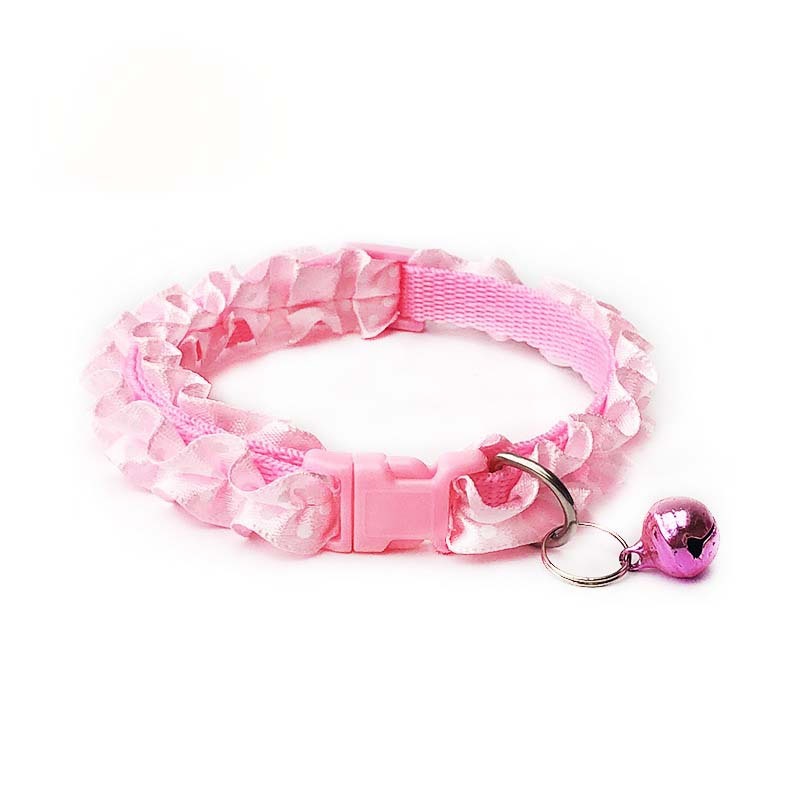JMT-041418 Lace Pet Collar Necklace with Bell for Cats and Dogs in Various Colors
