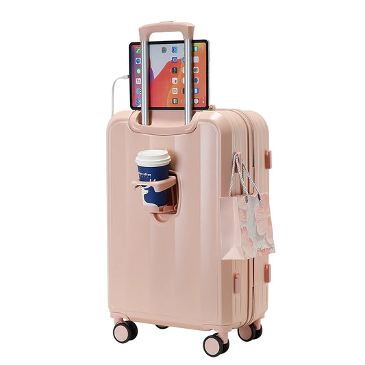 JMT-041546 3-Piece Lightweight Wheeled Travel Luggage Set - Mini Cabin Suitcase and Trolley Bag, 28-Inch Size
