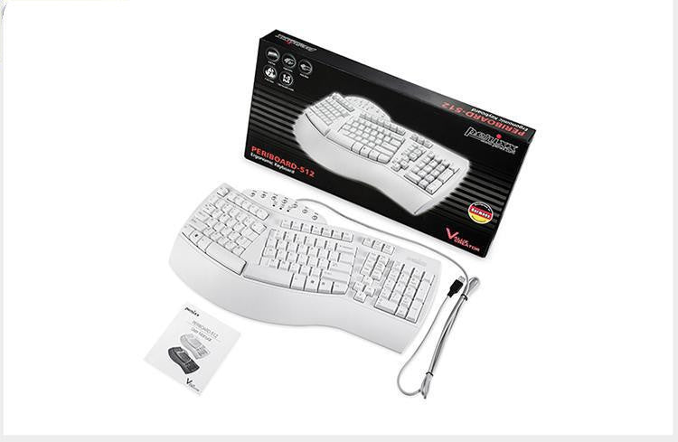 JMT-041546 Ergonomic Split Keyboard with USB Wired Connection - White and Black Design