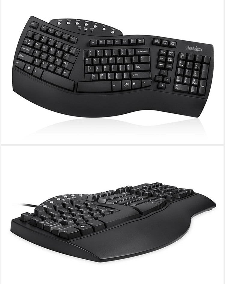 JMT-041546 Ergonomic Split Keyboard with USB Wired Connection - White and Black Design
