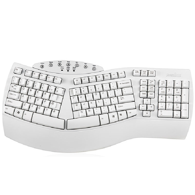 JMT-041546 Ergonomic Split Keyboard with USB Wired Connection - White and Black Design