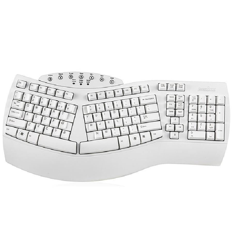 JMT-041546 Ergonomic Split Keyboard with USB Wired Connection - White and Black Design