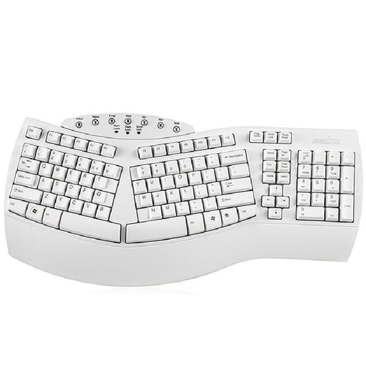 JMT-041546 Ergonomic Split Keyboard with USB Wired Connection - White and Black Design