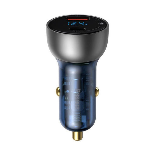 JMT-041610 65W Dual Port Fast Charge Car Charger with Digital Display and Translucent Design