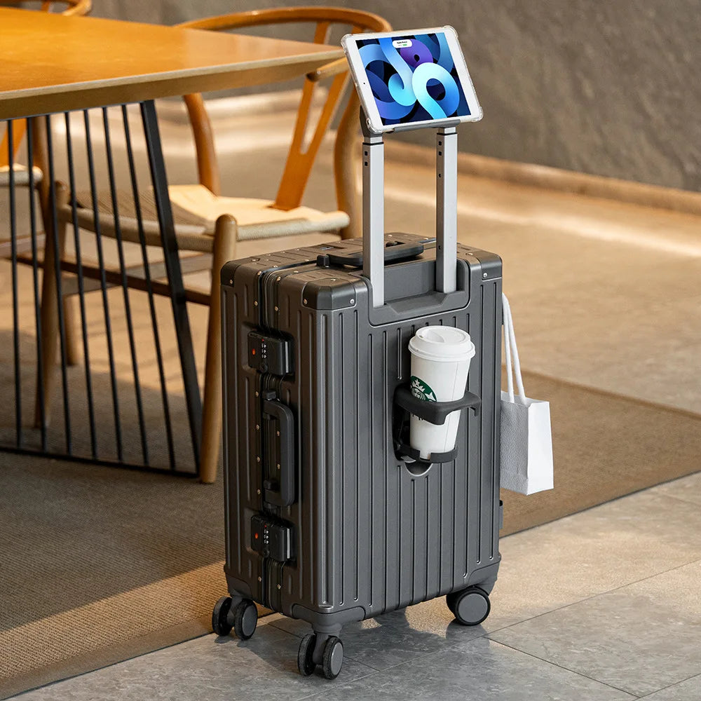JMT-041802 Multi-Colour Aluminium Trolley Suitcase - Custom Sizes 20, 22, 24, 28 Inch Travel Luggage