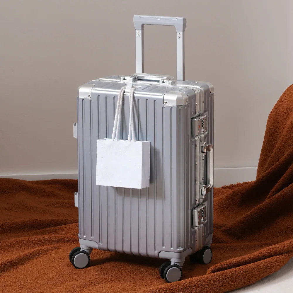 JMT-041802 Multi-Colour Aluminium Trolley Suitcase - Custom Sizes 20, 22, 24, 28 Inch Travel Luggage